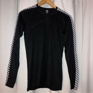 Helly Hansen Black Long Sleeve Top with Striped Accents